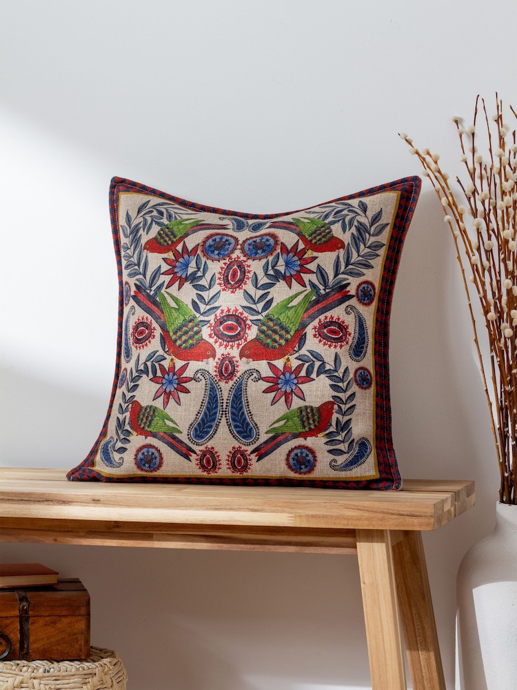 Wylder Akamba Mirrored Parrots Tropical Polyester Filled Cushion - Image 1 of 5