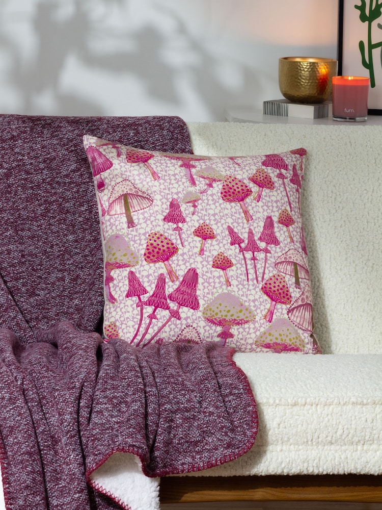 Furn Purple Mushroom Fields Abstract Feather Filled 100% Cotton Cushion - Image 1 of 6