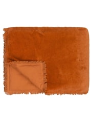 Yard Rust Orange Jaye Velvet Fringed Filled 100% Cotton Bedspread - Image 2 of 6