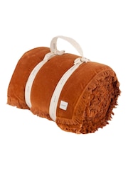 Yard Rust Orange Jaye Velvet Fringed Filled 100% Cotton Bedspread - Image 5 of 6