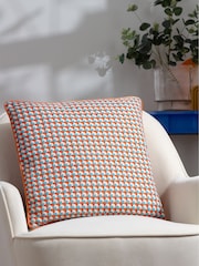 Furn Orange Marttel Geometric Jacquard Feather Filled Cushion - Image 1 of 5