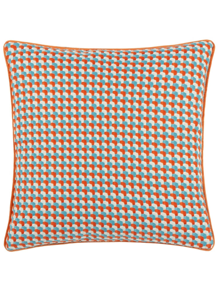 Furn Orange Marttel Geometric Jacquard Feather Filled Cushion - Image 2 of 5