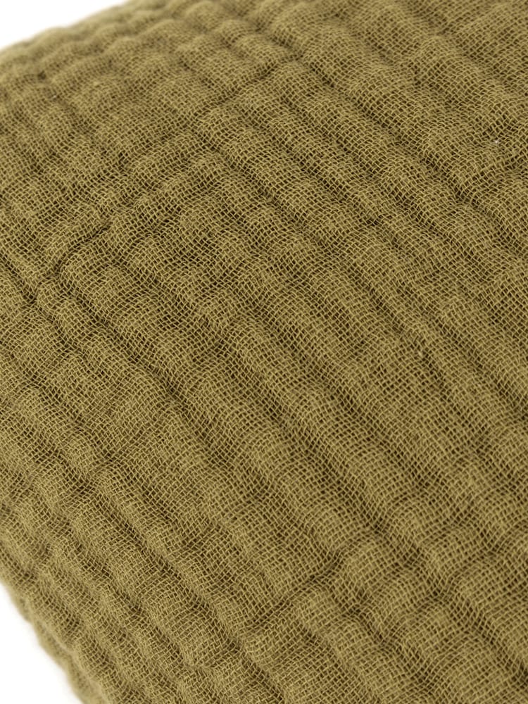 Yard Khaki Green Lark Muslin Crinkle 100% Cotton Feather Filled Cushion - Image 5 of 6