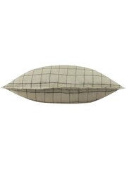Yard Stone Beige 100% Linen Grid Check Polyester Filled Cushion - Image 4 of 6