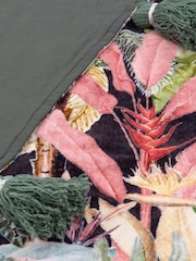 Wylder Black Midnight Jungle Velvet Tasselled 100% Cotton Throw - Image 2 of 3