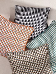 Furn Black Marttel Geometric Jacquard Feather Filled Cushion - Image 2 of 6