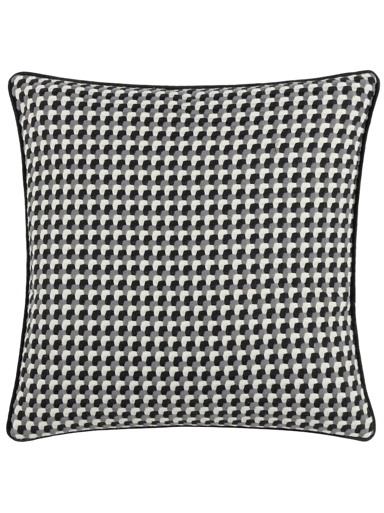 Furn Black Marttel Geometric Jacquard Feather Filled Cushion - Image 3 of 6