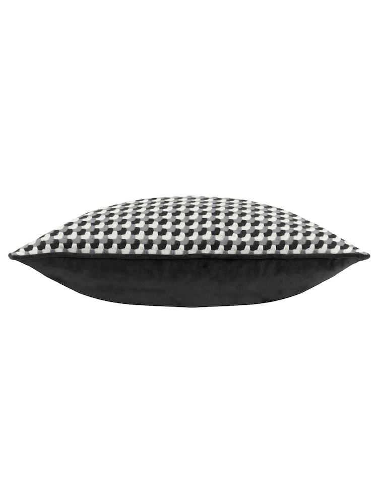 Furn Black Marttel Geometric Jacquard Feather Filled Cushion - Image 6 of 6