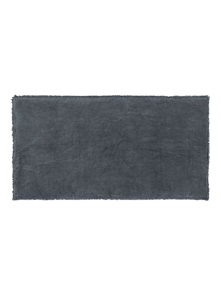 Yard Slate Blue Jaye Velvet Fringed Filled 100% Cotton Bedspread - Image 3 of 6