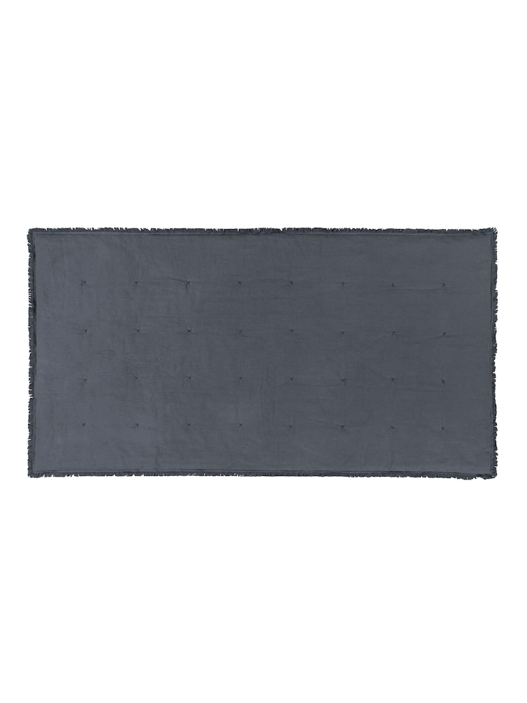 Yard Slate Blue Jaye Velvet Fringed Filled 100% Cotton Bedspread - Image 4 of 6