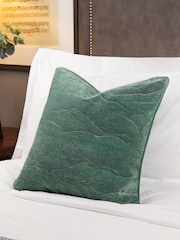 Paoletti Green Stratus Jacquard Feather Filled Cushion - Image 1 of 6