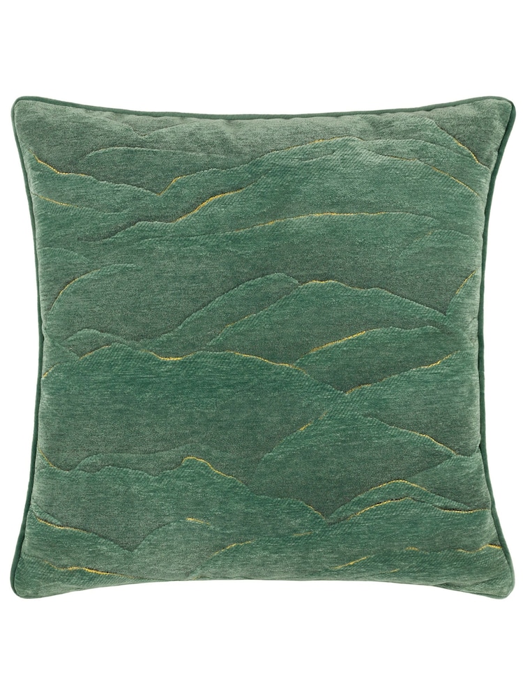 Paoletti Green Stratus Jacquard Feather Filled Cushion - Image 2 of 6
