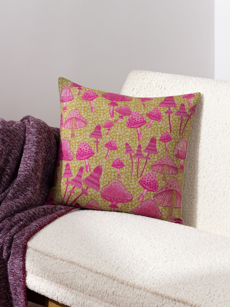 Furn Purple Mushroom Fields Abstract Polyester Filled 100% Cotton Cushion - Image 1 of 6