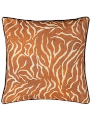 Wylder Tropics Orange Jurong Tiger Chenille Animal Print Feather Filled Cushion - Image 2 of 4