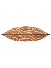 Wylder Tropics Orange Jurong Tiger Chenille Animal Print Feather Filled Cushion - Image 3 of 4
