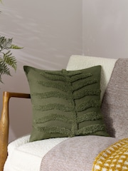 Furn Forest Green 45 x 45cm Dakota 100% Cotton Tufted Polyester Filled Cushion - Image 1 of 6