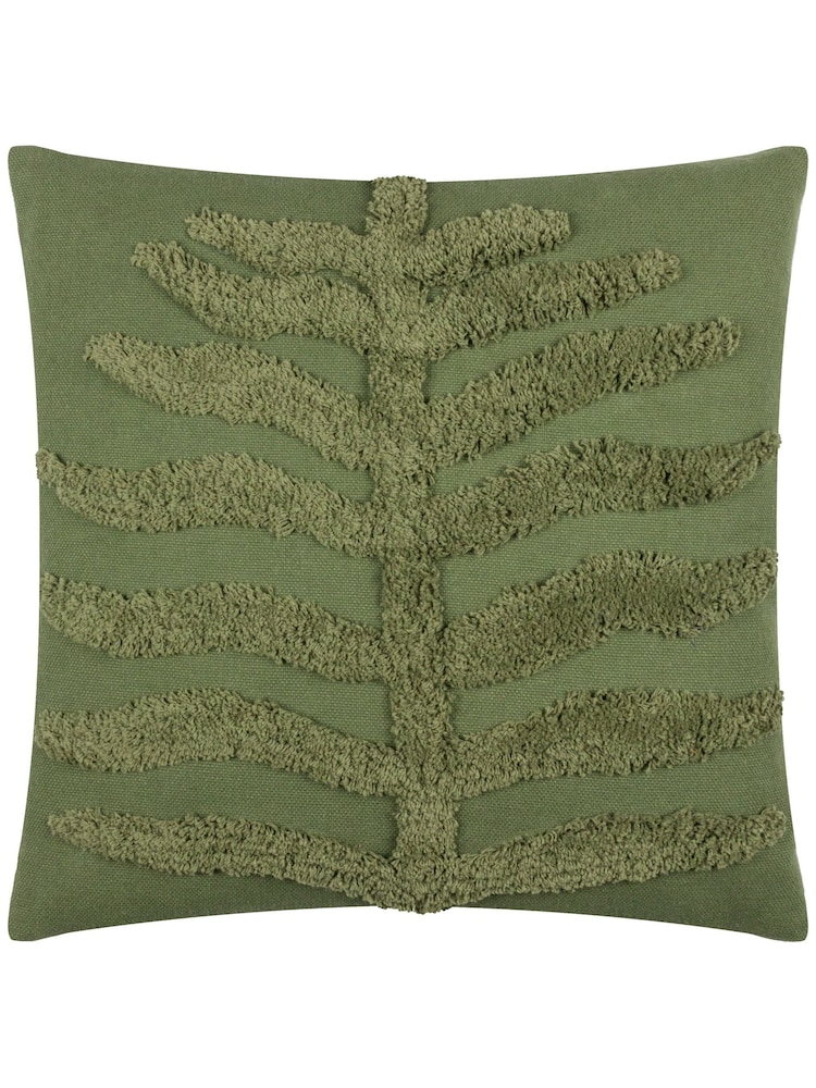 Furn Forest Green 45 x 45cm Dakota 100% Cotton Tufted Polyester Filled Cushion - Image 2 of 6