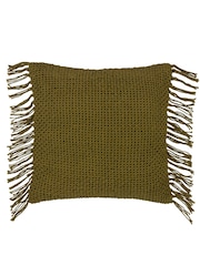 Yard Khaki Green Nimble Knitted Feather Filled 100% Cotton Cushion - Image 3 of 7