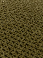 Yard Khaki Green Nimble Knitted Feather Filled 100% Cotton Cushion - Image 6 of 7