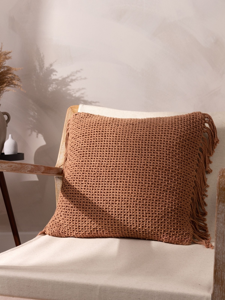 Yard Baked Earth Pink Nimble Knitted Feather Filled Cushion - Image 1 of 7