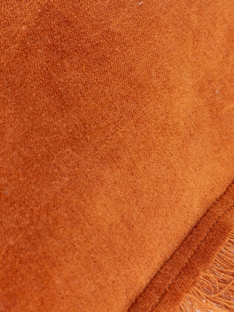 Yard Rust Orange Jaye Velvet Fringed Polyester Filled 100% Cotton Cushion - Image 7 of 7
