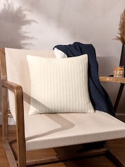 Yard Ecru Cream Hush Cotton Linear Polyester Filled 100% Cotton Cushion - Image 1 of 7