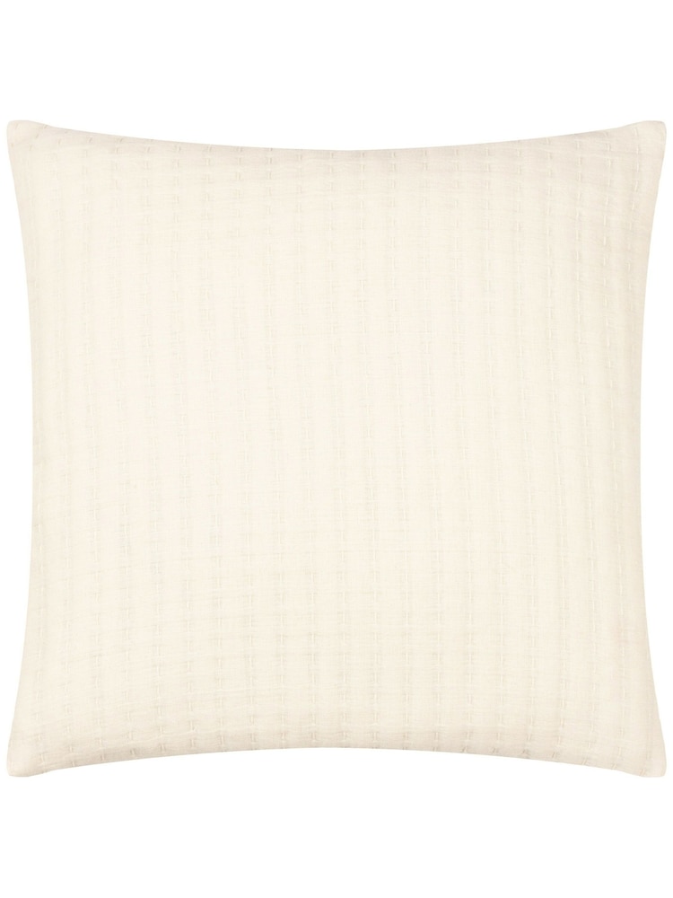 Yard Ecru Cream Hush Cotton Linear Polyester Filled 100% Cotton Cushion - Image 2 of 7