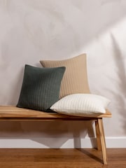 Yard Ecru Cream Hush Cotton Linear Polyester Filled 100% Cotton Cushion - Image 6 of 7