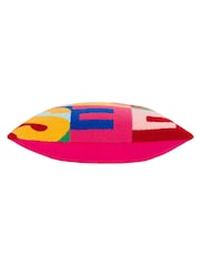 heya home Pink FestiveVal Festive Knitted Polyester Filled 100% Cotton Cushion - Image 5 of 7