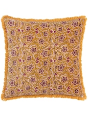 Paoletti Pink Filagree Floral 100% Cotton Velvet Feather Filled Cushion - Image 2 of 5