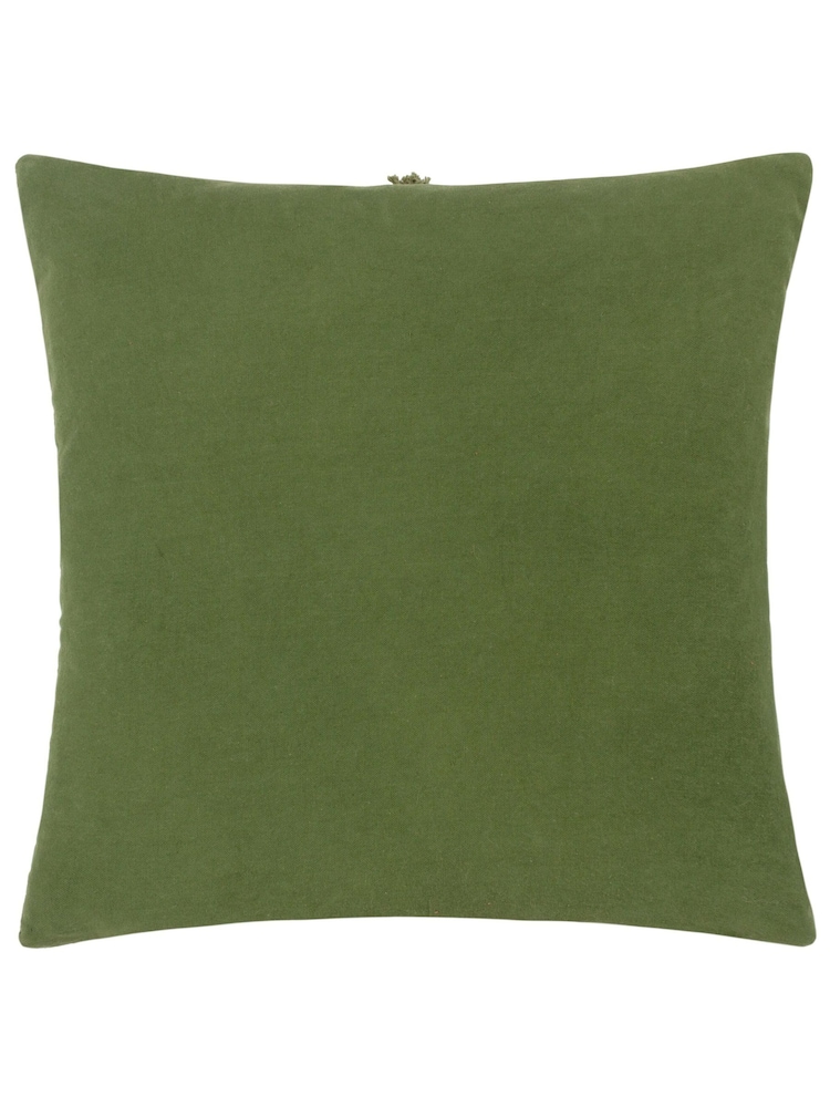 Furn Forest Green 45 x 45cm Dakota 100% Cotton Tufted Feather Filled Cushion - Image 3 of 6