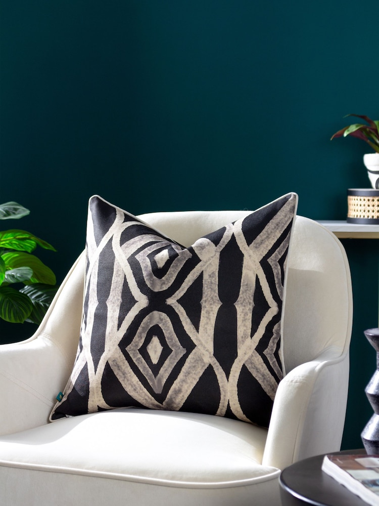Wylder Black Cape Ikat Feather Filled Cushion - Image 1 of 4
