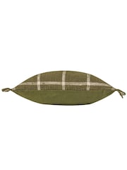 Yard Moss Green Beni Check Fringed Feather Filled 100% Cotton Cushion - Image 5 of 7