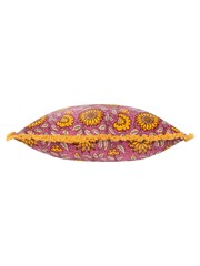 Paoletti Purple Clarendon Floral 100% Cotton Velvet Feather Filled Cushion - Image 3 of 5
