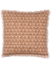 Yard Pecan Brown Georgi Fringed Polyester Filled 100% Cotton Cushion - Image 3 of 6