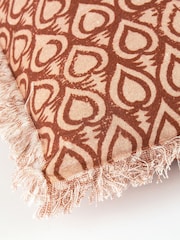 Yard Pecan Brown Georgi Fringed Polyester Filled 100% Cotton Cushion - Image 5 of 6