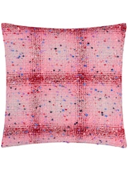 heya home Pink Connie Check Jacquard Feather Filled Cushion - Image 3 of 7