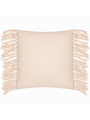 Yard Pecan Brown Saku Blossom Fringed Polyester Filled 100% Cotton Cushion - Image 3 of 7