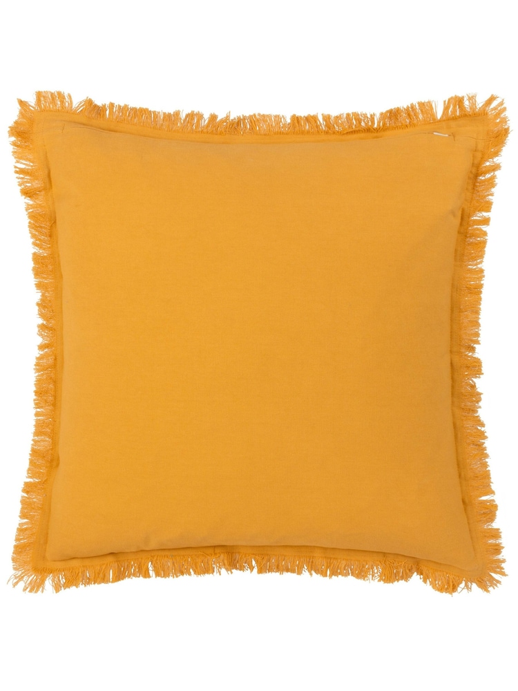 Furn Mustard 45 x 45cm Gracie 100% Cotton Velvet Fringed Polyester Filled Cushion - Image 3 of 5