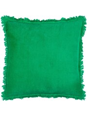 Furn Green Gracie Velvet Fringed Feather Filled 100% Cotton Cushion - Image 2 of 5