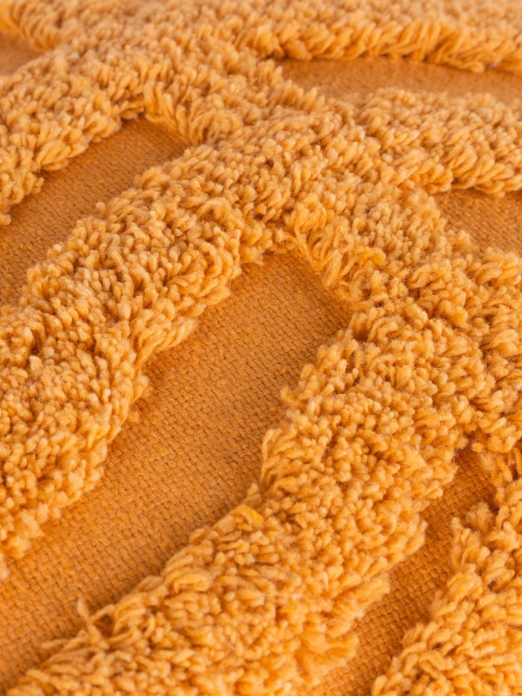 Furn Mustard Yellow 45 x 45cm Dakota 100% Cotton Tufted Feather Filled Cushion - Image 6 of 7