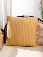 Yard Honey Yellow Hush Cotton Linear Feather Filled 100% Cotton Cushion - Image 1 of 7
