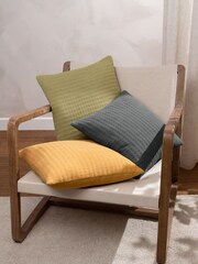 Yard Honey Yellow Hush Cotton Linear Feather Filled 100% Cotton Cushion - Image 6 of 7