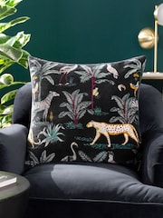 Wylder Black Wilds Tropical 100% Cotton Feather Filled Cushion - Image 1 of 6