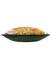 Wylder Nature Orange Wild Garden Mushroom Repeat Velvet Piped Feather F Cushion - Image 5 of 7
