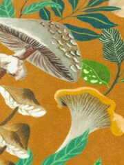 Wylder Nature Orange Wild Garden Mushroom Repeat Velvet Piped Feather F Cushion - Image 6 of 7