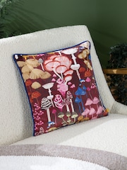 Furn Red Amanita Velvet Piped Feather Filled Cushion - Image 1 of 6