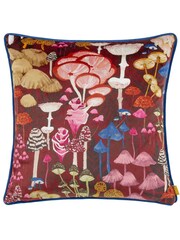 Furn Red Amanita Velvet Piped Feather Filled Cushion - Image 3 of 6