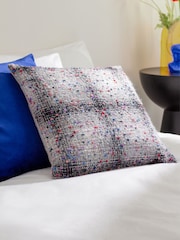 heya home Grey Connie Check Jacquard Feather Filled Cushion - Image 1 of 7