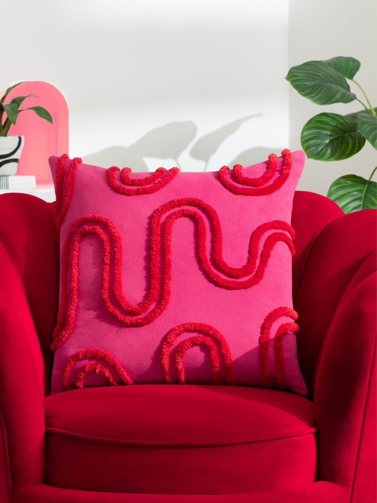Heya Home Pink Archie Tufted Feather Filled Cushion - Image 1 of 7